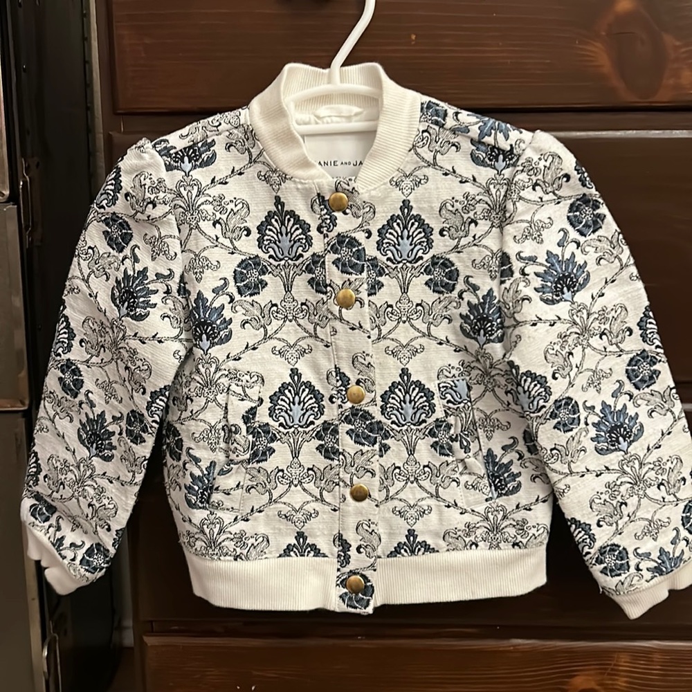 3-4T blue damask bomber. Janie and Jack